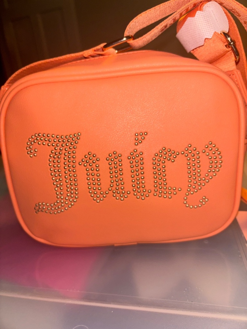 Juicy Couture Coral Orange Studded Crossbody Bag